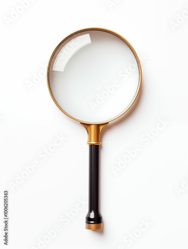 Top view of magnifying glass isolated on a white background. Generative ai