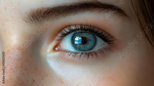 Close Up of a Blue Eye with Long Eyelashes