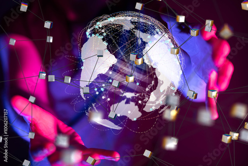 world Global network. Block...