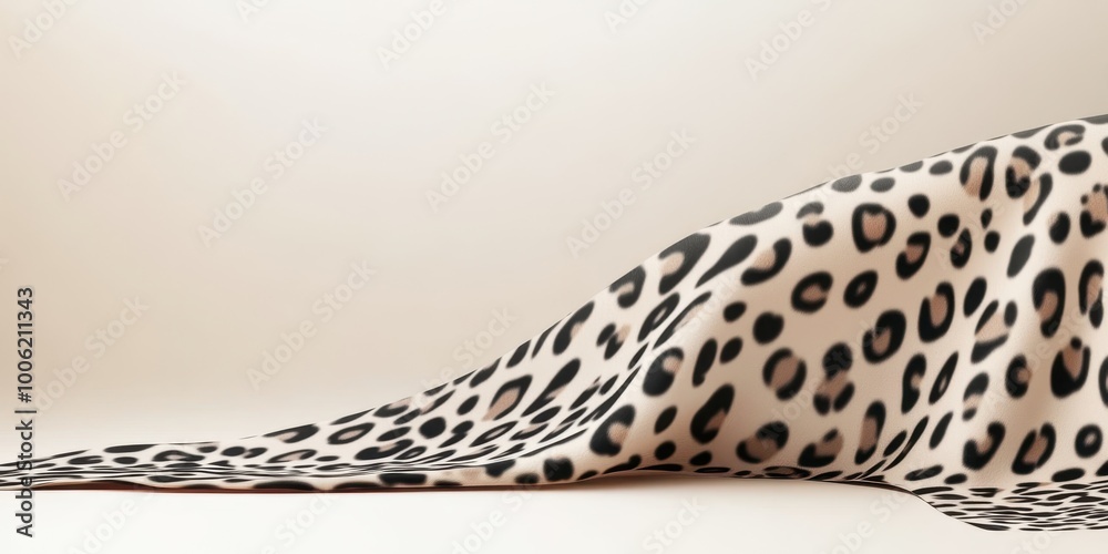 Fototapeta premium Elegant leopard print fabric draping softly on a neutral background, showcasing texture and style perfect for fashion and design.
