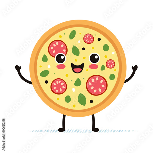 Pizza Food Eat Meal Cuisine Animation Kawaii Character
