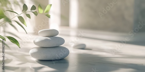 Serene arrangement of smooth stones symbolizing balance and tranquility in a peaceful environment.