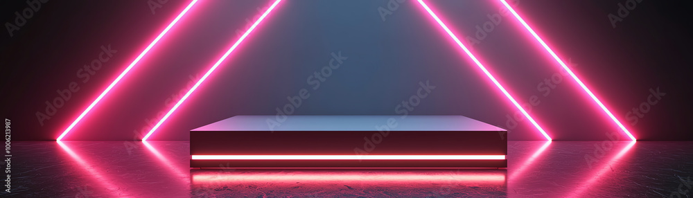 Naklejka premium Neon light stage design, modern digital background.