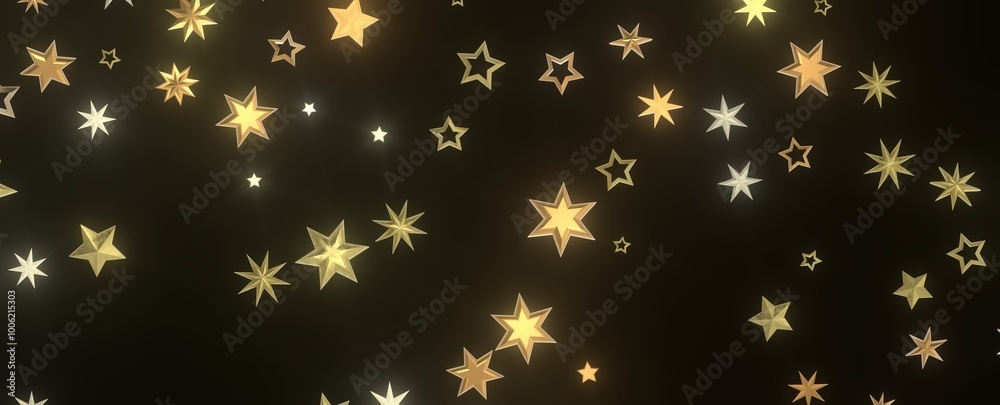 Twinkling Christmas Descent: Striking 3D Illustration Showcasing Falling Festive Twinkling Stars Twinkling Christmas Descent: Striking 3D Illustration Showcasing Falling Festive Twinkling Stars