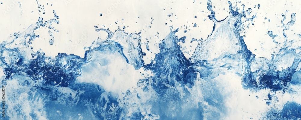 Dynamic splash of blue water on white Dynamic splash of blue water on white