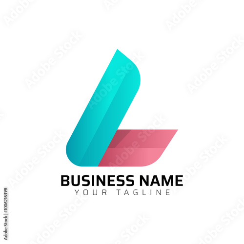 L abstract modern minimalist premium typography 3d colorful letter logo design template
