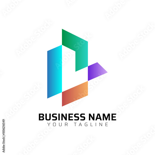 L abstract modern minimalist premium typography 3d colorful letter logo design template
