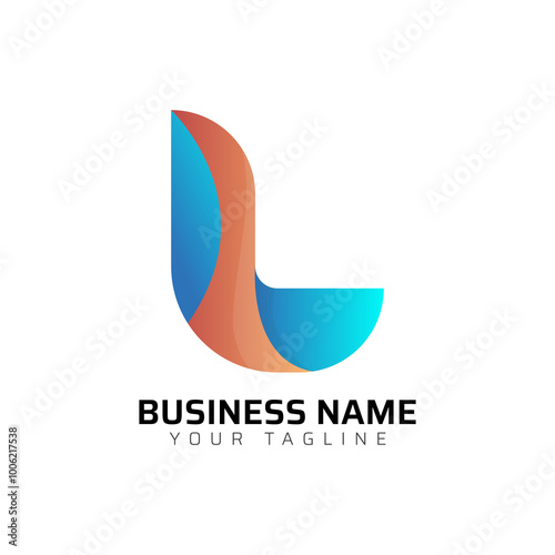 L abstract modern minimalist premium typography 3d colorful letter logo design template
