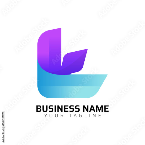 L abstract modern minimalist premium typography 3d colorful letter logo design template
