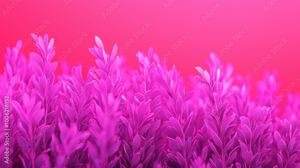 Obraz premium A vibrant close-up of pink foliage against a soft pink background creates a dreamy and colorful visual effect.