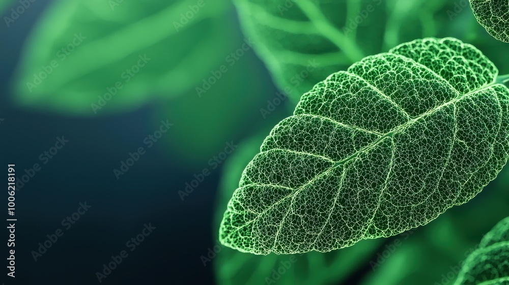 Close-up of green leaves showcasing intricate texture and vibrant color against a dark background, emphasizing nature's beauty and detail. Close-up of green leaves showcasing intricate texture and vibrant color against a dark background, emphasizing nature's beauty and detail.