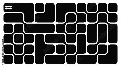 Abstract composition of bold rounded rectangle connected to each other. Liquid shapes in a seamless pattern. Design can be use for backgrounds, packaging, or graphic design projects