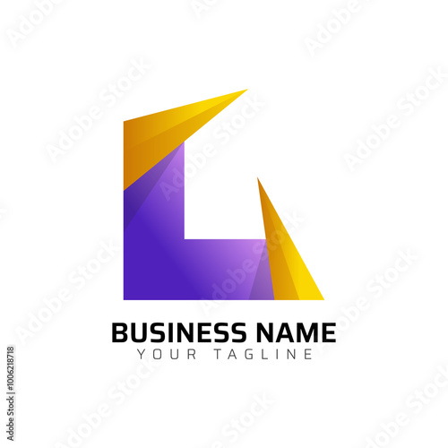 L abstract modern minimalist premium typography 3d colorful letter logo design template
