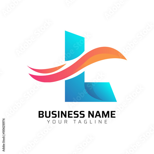 L abstract modern minimalist premium typography 3d colorful letter logo design template
