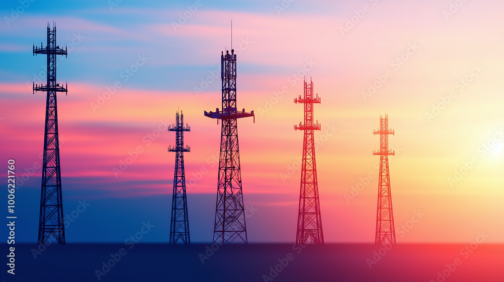 Fototapeta premium an antenna array at sunset