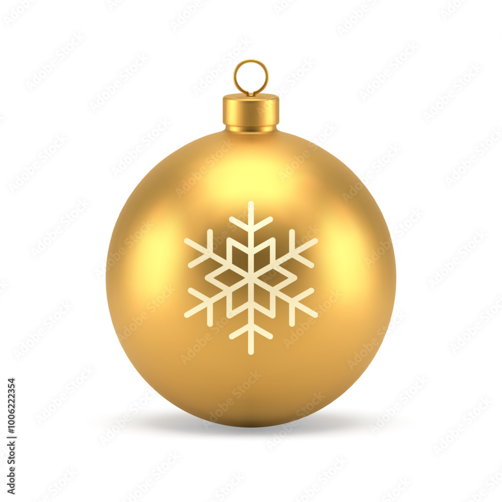 Christmas luxury toy ball golden decor element with snowflake ornament loop 3d icon realistic vector illustration. Xmas New Year winter holiday festive bauble metallic traditional decorative symbol Christmas luxury toy ball golden decor element with snowflake ornament loop 3d icon realistic vector illustration. Xmas New Year winter holiday festive bauble metallic traditional decorative symbol