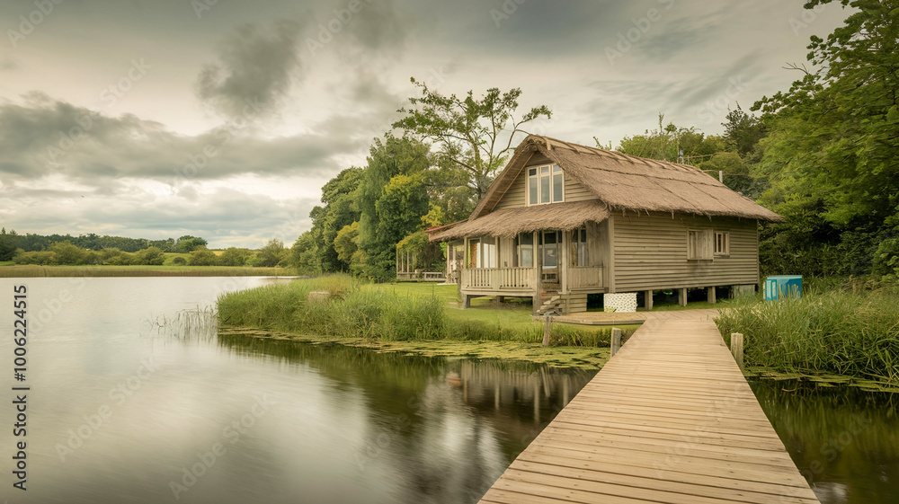 Obraz premium house on the river