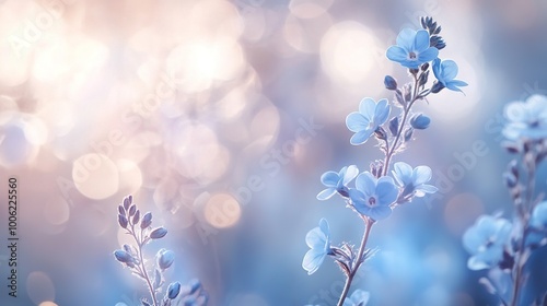 Soft Blue Flowers with Gentle Bokeh Background