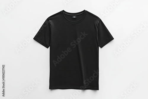 Black T-shirt mockup template on a white background. Created with Ai