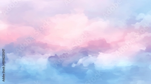 Soft pastel clouds in gentle hues of pink and blue, creating a serene sky scene.