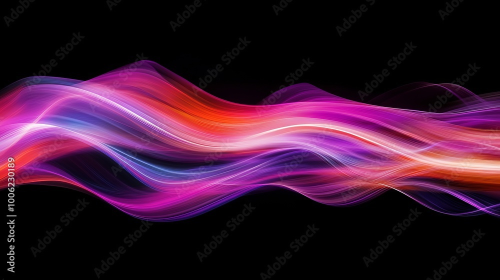 Naklejka premium Abstract colorful waves flowing on black background