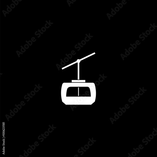 Cable Car Cabin icon isolated on black background.