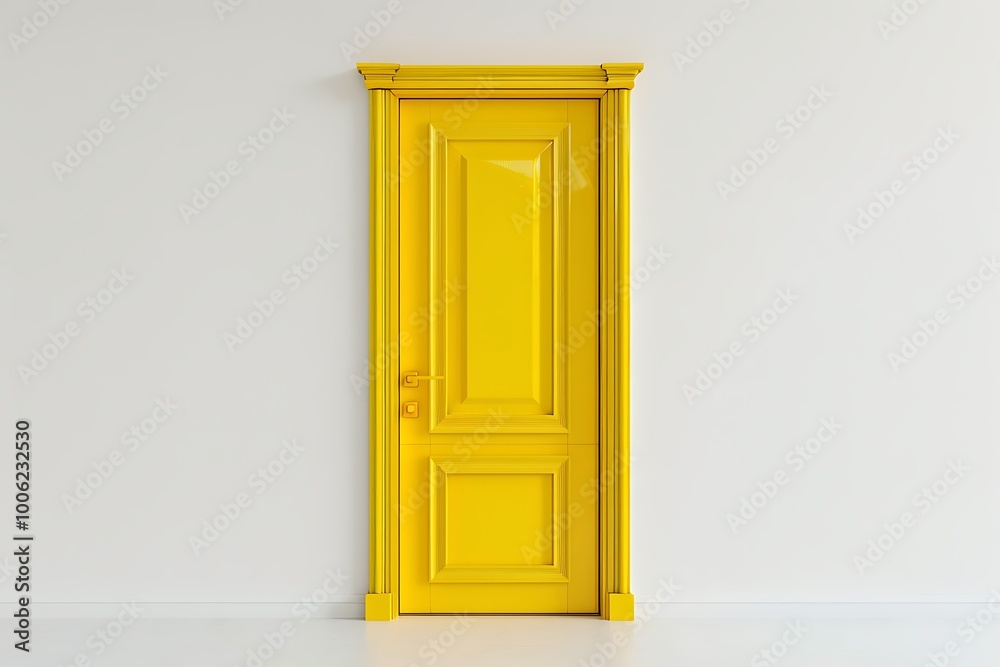 Modern yellow room door isolated on white background Modern yellow room door isolated on white background