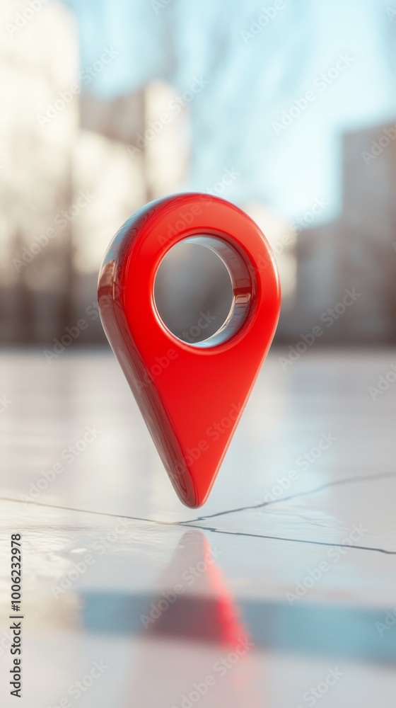 Fototapeta premium Red pin pointing location on city map