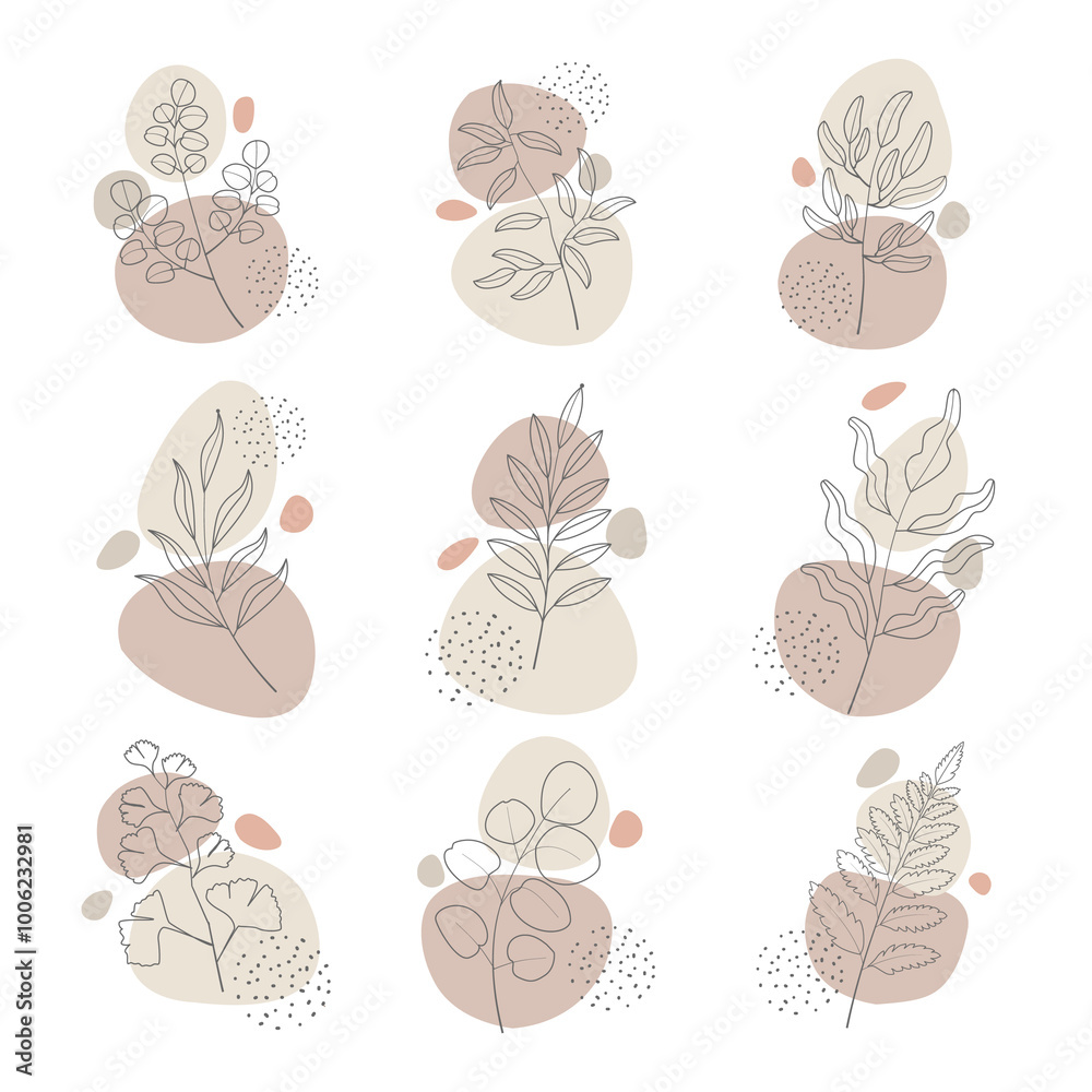 Boho Style Plant Decorative Illustration Collection Boho Style Plant Decorative Illustration Collection