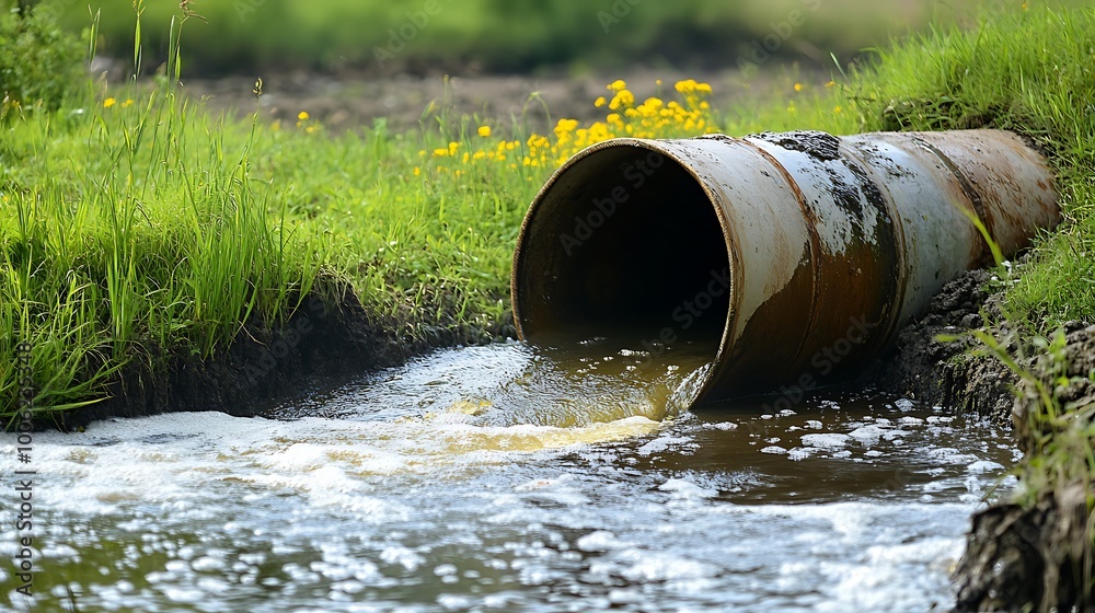 Photo of wastewater discharge into river Photo of wastewater discharge into river