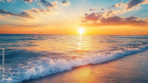 Serene Ocean Sunset with Vibrant Sky Colors