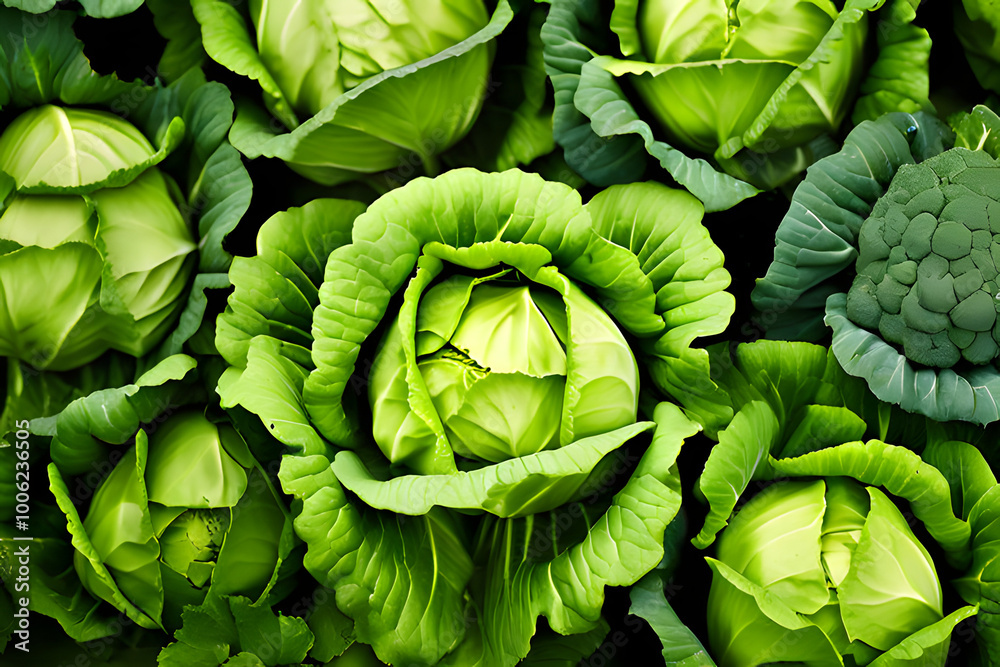 Fototapeta premium green cabbage growing in the garden
