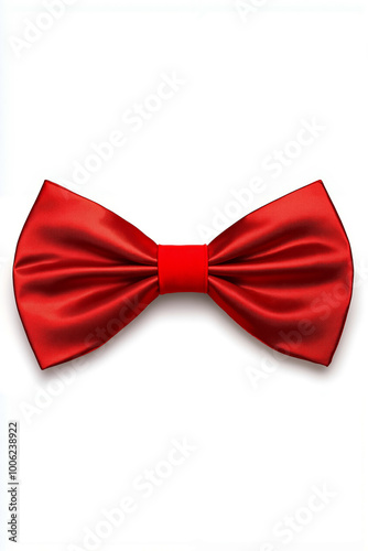 A red bow tie on a white background