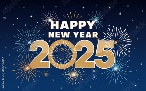 Happy New Year Celebration 2025 banner featuring bright sparkles and a festive atmosphere. design exudes excitement and joy, perfect for holiday celebrations and adding a lively touch to the new year photo
