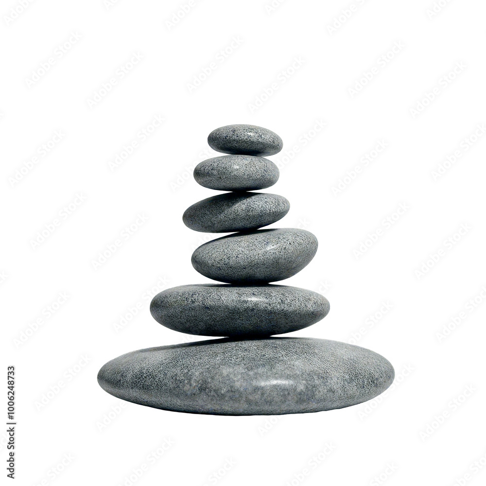 A balanced stack of smooth, flat gray stones arranged in a tower-like formation, symbolizing balance, stability, and mindfulness. Transparent background A balanced stack of smooth, flat gray stones arranged in a tower-like formation, symbolizing balance, stability, and mindfulness. Transparent background