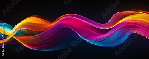 Abstract colorful wave design on black background