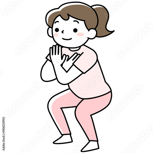 スクワットをする女性