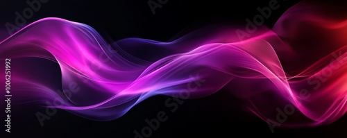 Wallpaper Mural Abstract purple and pink waves flowing on black background Torontodigital.ca