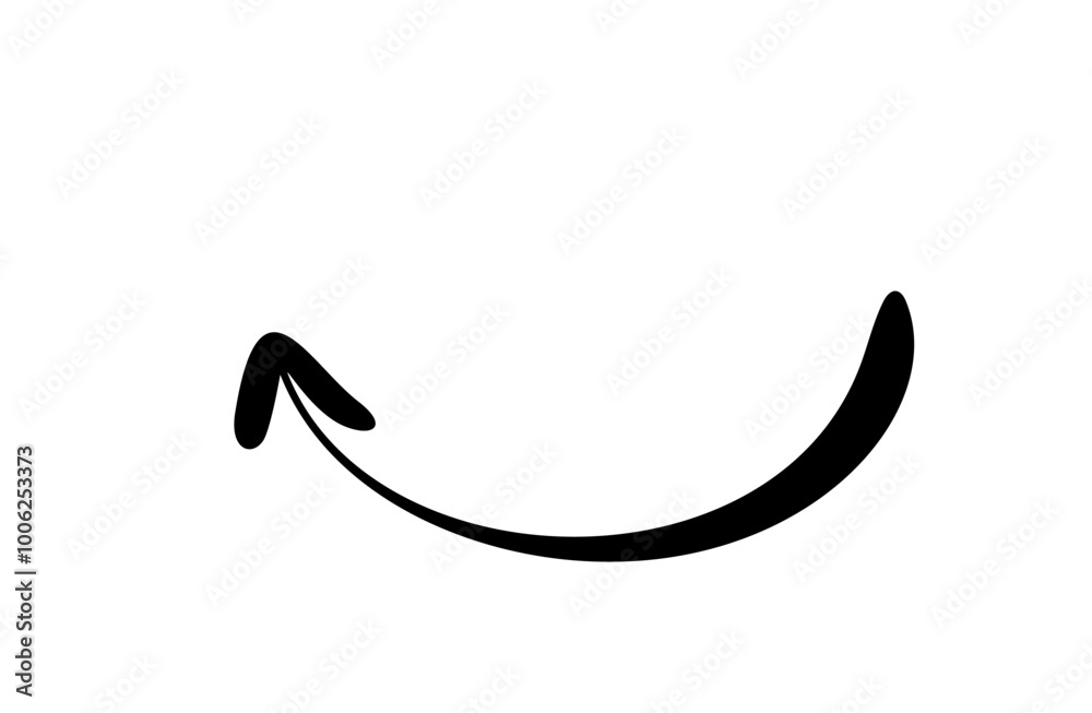 Black hand drawn arrow pointing down following a curved path Black hand drawn arrow pointing down following a curved path