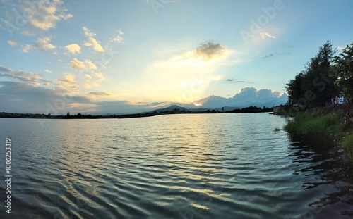 sunset over the lake