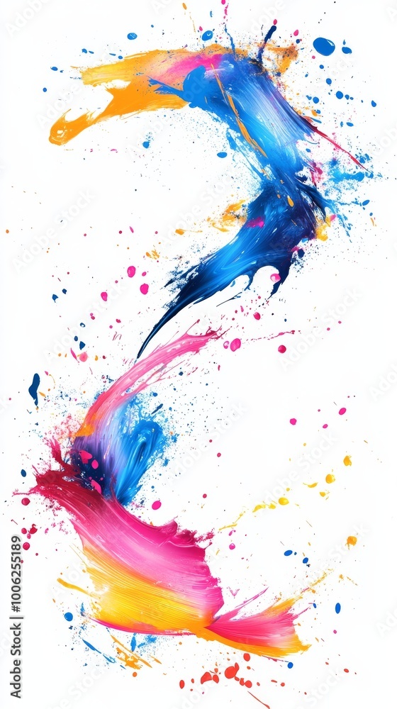 Obraz premium A high-energy abstract frame with messy, vibrant brush strokes and splatters in neon colors