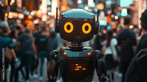 Wallpaper Mural A robot artificial intelligence gives a press release to people Torontodigital.ca