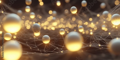 a bunch of white balls with lights on them