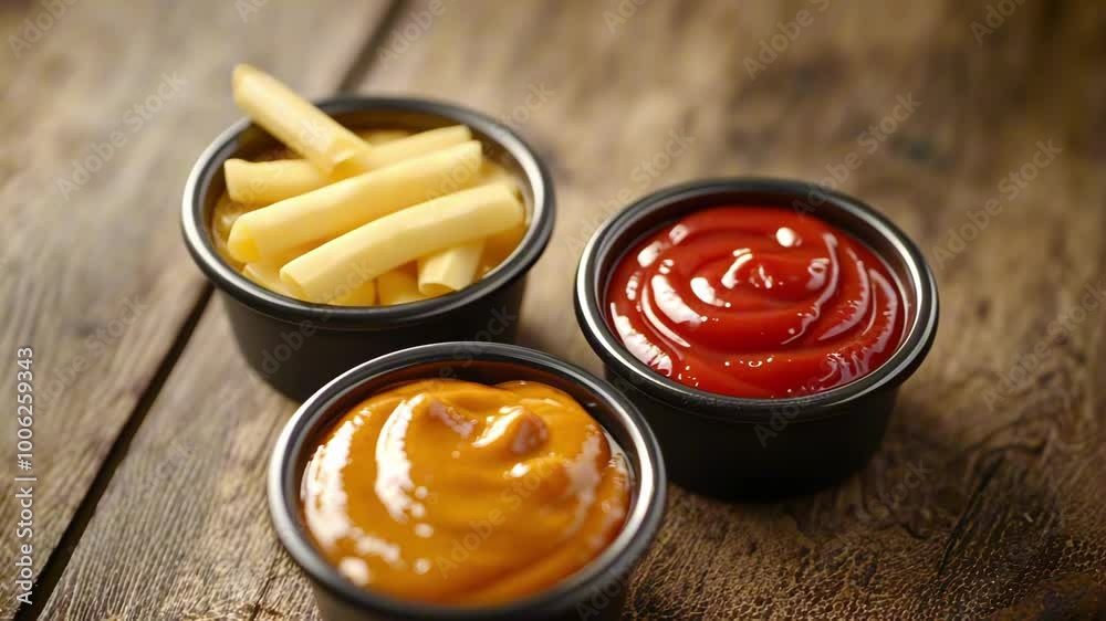 French Fries, Ketchup, and Mustard French Fries, Ketchup, and Mustard