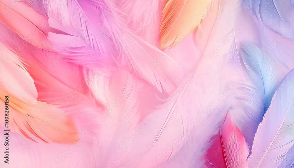 A seamless illustration of pastel colored feathers A seamless illustration of pastel colored feathers