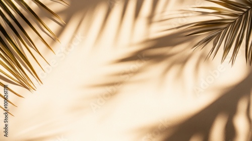 Palm Leaf Shadows on Beige Background