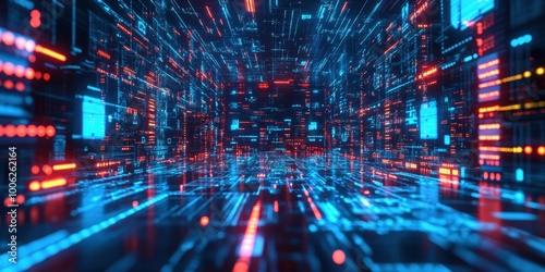 Wallpaper Mural abstract futuristic city with neon lights and neon lines Torontodigital.ca