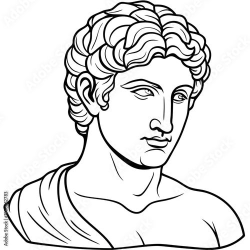 antique statue of david or apollo vector illustration