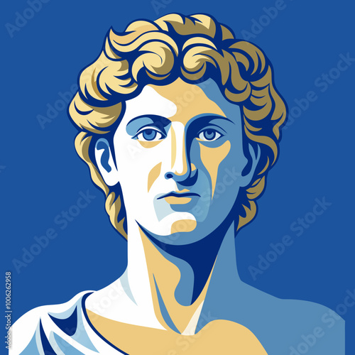 antique statue of david or apollo vector illustration