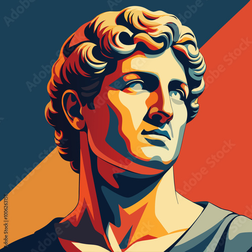 antique statue of david or apollo vector illustration